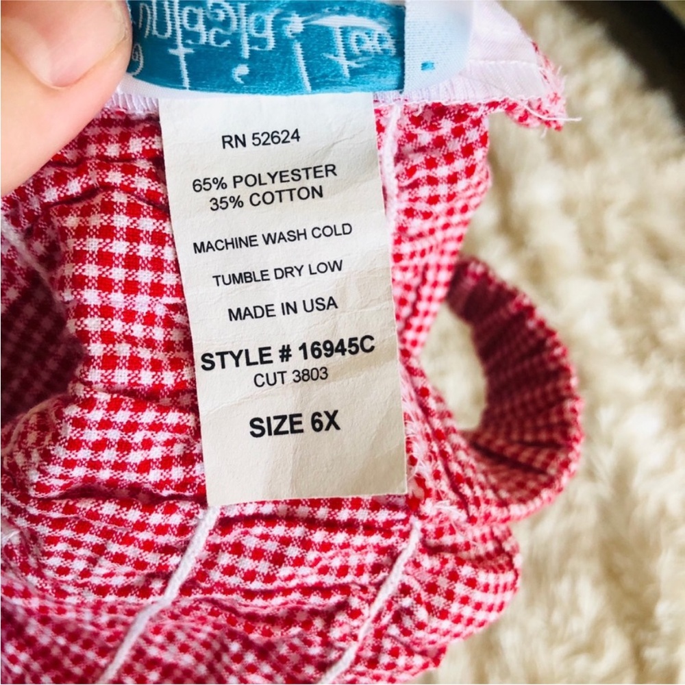Funtasia Too Girls Nautical Swimsuit Red Gingham Anchors Size 6X - Picture 7 of 7